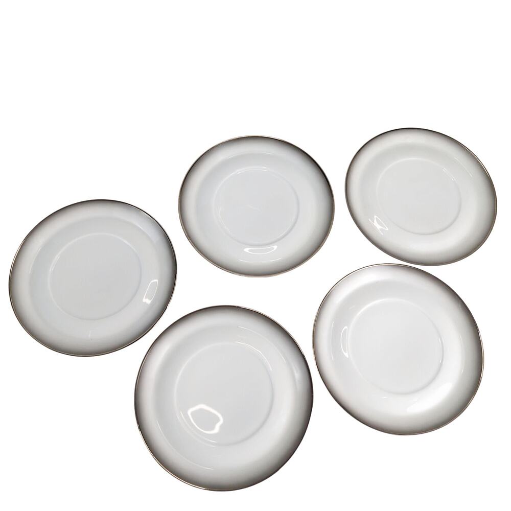 Set of 5 Vintage Rosenthal Germany Evensong 6.5" Saucer Plates c1961-81 Platinum
